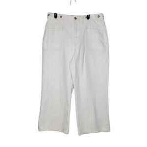 We The Free Cropped Jeans Womens 32 Ivory Button Fly Baggy Wide Leg Y2k Boho